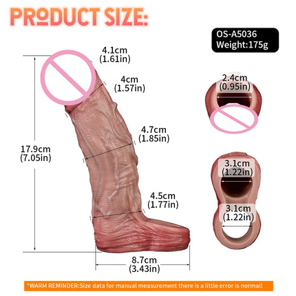ORALSX Soft Ultra Penis Sleeve Deep Veins Design With Cock Ring For Dick Enlarger Dildo Sheath Silicone Male Sex Toy Pleasure