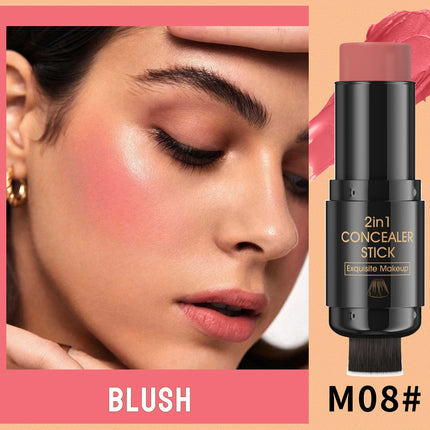 Double-head Face Bronzer Contour Stick Cream Makeup Light Dark Shadow Lasting Concealer Facial Brighten Contouring With Brush