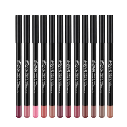 Cosmetic Long Lasting Women's Professional 12 Assorted Colors Lip Liner Pencil Lipstick Eyeliner Pen Matte Lip Liner