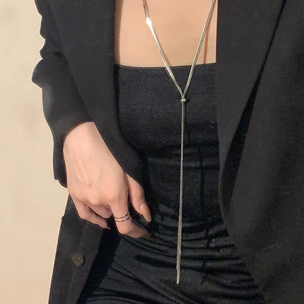 Punk Long Flat Snake Bone Y-Shaped  Chain Necklace for Women Gold Color Fashion Charms Jewelry Wholesale