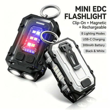 Mini COB LED Flashlight Rechargeable Portable EDC Torch USB C Pocket Lantern Flood Work Light with Clip Magnet For Emergency