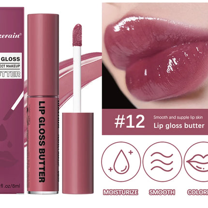 8ml Butter Non-stick Cup Gloss Lip Gloss Moisturizing Mirror Lip Gloss Lasting Color Lip glaze Dye Lip Liquid Makeup For Women