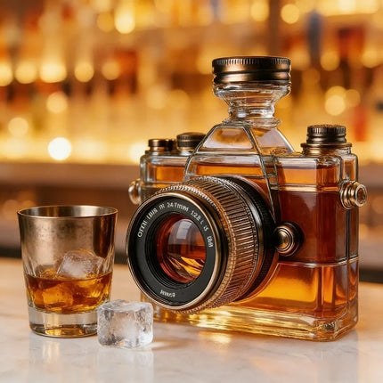 Camera-Shaped Glass Decanter - Creative Wine Bottles & Carafes, Artistic Wine Containers for Red  Family Collections