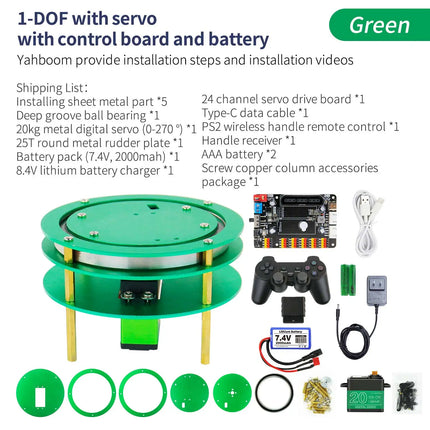 Yahboom 2DOF Electric Platform Aluminium Alloy with 20KG/25KG Metal Servo Industrial Gradedeep Groove Ball Bearing for Robot Car