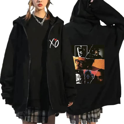 Weeknd Xo Fashion Zipper Hoodie Zipper Jacket Sportswear Men's and Women's Hip Hop Pullover Hoodie Street Wear