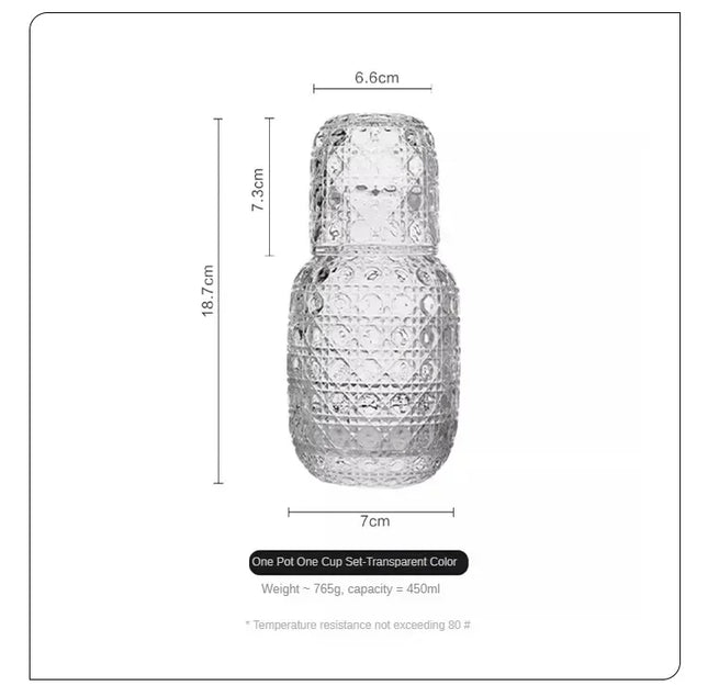 Glass Water Pitcher and Cup Set Vintage Retro Relief Patterns Carafe Tumbler for Bedroom Bedside Home Decor Barware Drinkware