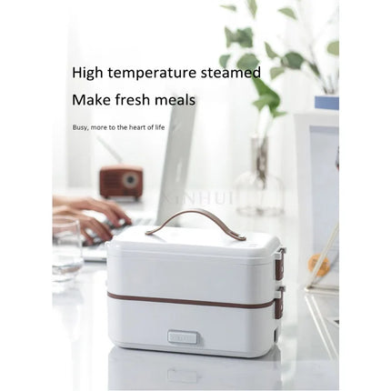 Food Warmer Heated Rice Cookers Portable Car Electric Steamed Cooking Lunch Box Mini Heating 2 Layer Minimalist Multifunction