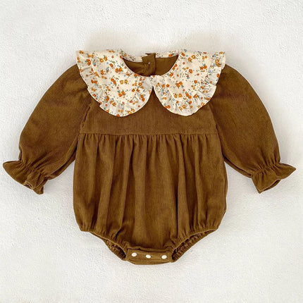 Spring New Toddler Baby Girls Romper 0-3Y Children Clothes Ruffled Long Sleeved Cotton Baby Clothing Flower Baby Girls Jumpsuit