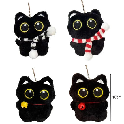 Cute Black Cat Plush Toy Doll Keychain Small Pendant Car Keyring Kitten Toy Doll For Boy Girl Brithday Gifts
