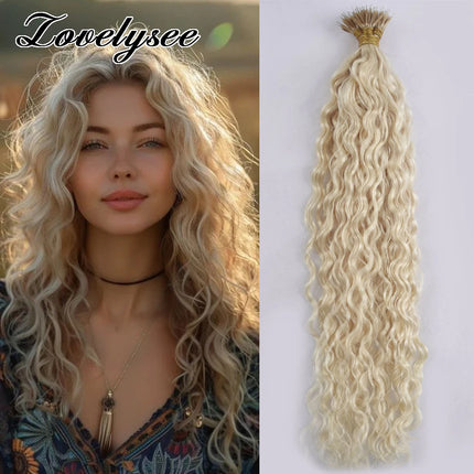 Water Wave Nano Rings Hair Extensions European Natural Blonde Human Hair Micro Beads Ring Hair Extension 0.8g/1g/Strand 50pc/set