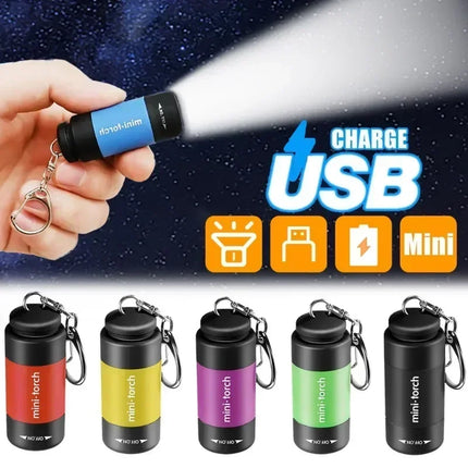 1-3PCS  Pocket LED Flashlights Portable USB Rechargeable Keychain Flash Light Waterproof Home Outdoor Hiking Camping Flashlight