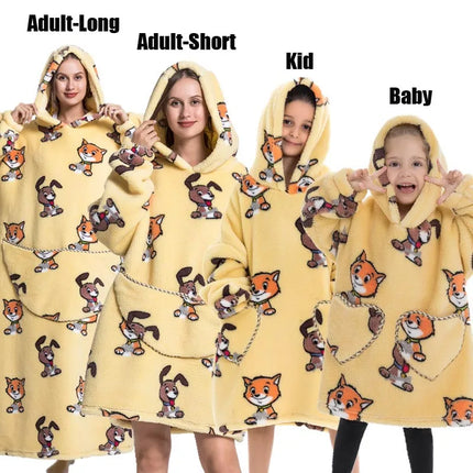 Plush Fleece Family Matching Hoodie Girl Sweatshirt Homewear Men Women Children Thick Pullover Oversize Winter Sherpa Blanket