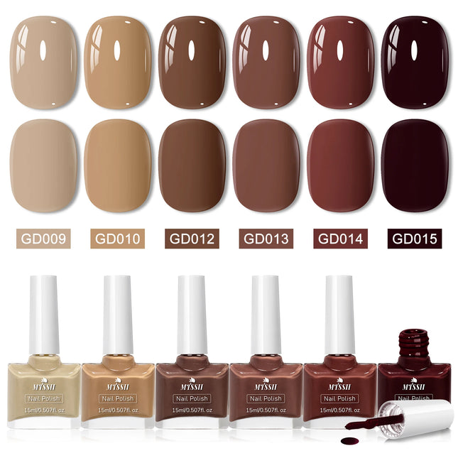 6pcs/set 15ml Wine Red Water-Based Nail Polish Long Lasting Quick Drying No Need of Lamp to Cure Nail Supplies Vernis for Nails