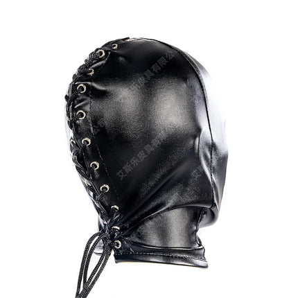 Open Mouth Fetish Harness Head Hood BDSM Slave Game Bondage Restraint Leather Mask Erotic Sex Toy Role Play for Couple Gay Adult