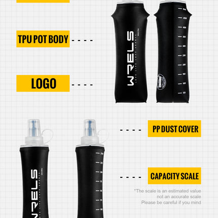 WRELS Water Bottle TPU Folding Soft Flask Outdoor Sport Water Bag Collapsible Water Bottle 500ml For Running Camping BPA Free