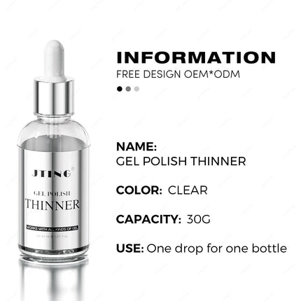 JTING 1/3/5/10pcs 30ml Clear Color Gel Polish Thinner 30G Mix Glue Gel Nail Polish Professional Nail Supplies Salon