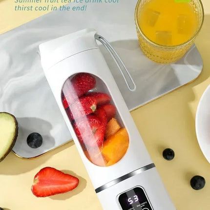 Portable Cordless USB Rechargeable Electric Juicer Cup Blender with Digital Display for Fruit Milkshake Making Home Outdoor Use