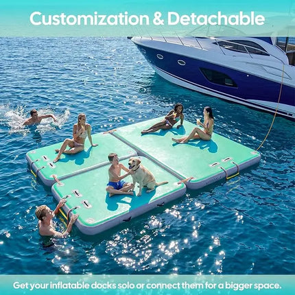 Inflatable Floating Dock Water Island Floating Raft Mat Air Deck Platform for Pools, Lakes, Rivers, Beaches, Oceans