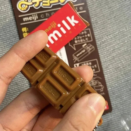 **-**Hot Japanese Style Simulated Meiji Chocolate Fidget Toy Bendable Snap Stress Relief Keychain Pendant Creative Gift S