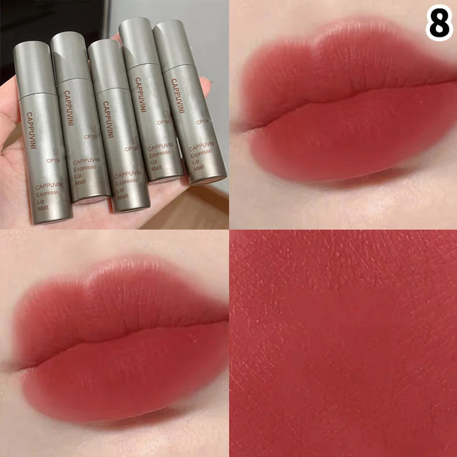 Cappuvini Mini Silver Tube Matte Velvet Lip Gloss – Waterproof, Non-Stick, Smudge-Proof, Long-Lasting Liquid Lipstick