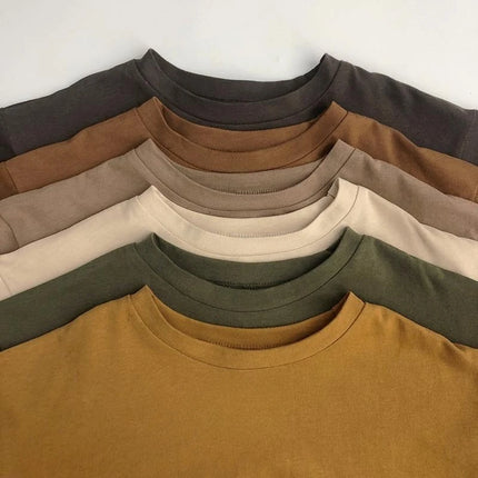 1-7Y Kids Cotton Shirt Solid Caramel Coffee Color Children's 2025 Autumn New Boys Girls Cotton Stylish Long Sleeved T-shirt