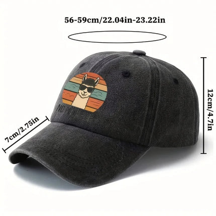 Male and female cartoon alpaca baseball cap with curved brim suitable for outdoor activities such as camping and travel