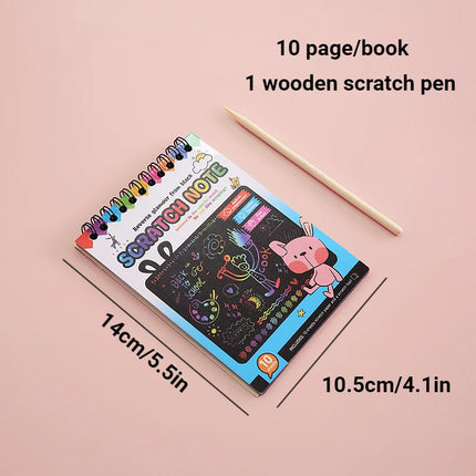Montessori Painting Note Scratch Art Paper DIY Graffiti Book Children Magic Rainbow Scraping Drawing Notepad Educational Toys