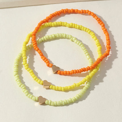 1 Set Bohemia Summer Colorful Rice Beads Heart Beads Ankle For Women Boho Ocean Barefoot Beach Leg Bracelet Anklet Set Female