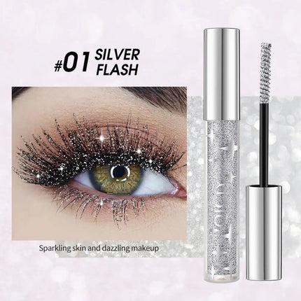 Diamond Mascara Shiny Galaxy Sequins Glitter Lash Mascara Eyelashes Waterproof Fast Dry Curling Thick Mascara Shimmer Makeup