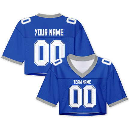 Custom American Football Jersey Crop Top for Women & Girls Plain Sporty Cropped Shirt Personalized Name Number Jerseys Fans Gift