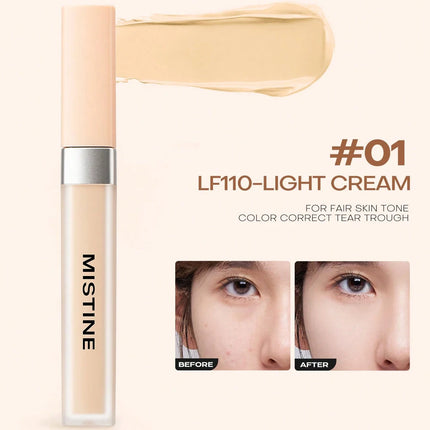 Mistine Liquid Concealer Full Coverage Under Eye Concealer for Dark Circles 24H Long-Lasting Waterproof Natural Coverage 1 Count