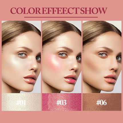 Blush Contour Highlighter Stick for Cheeks Eyes Lip Lightweight Dewy Finish Blush Stick Contour Natural Blusher Stick Makeup Set
