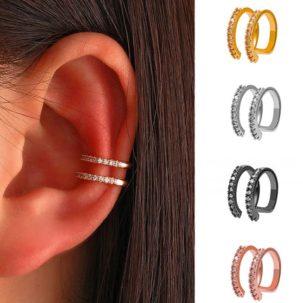 New Silver Color Zircon Ear Cuff Ear Clip for Women No Pierced Cross Geometric Earcuff Wrap Rhinestone Earcuff Clips Jewelry