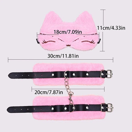 New 1Pc/set Handcuffs Adjustable PU Leather Plush Blindfold Masks Restraints Bondage Anal Plug Sex Toy For Women Adults Games