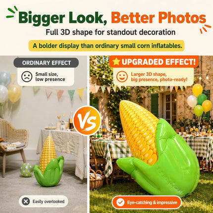 Large Inflatable Corn Toy Thickened PVC Pool Float Foldable Blow Up Water Play Decor for Kids Backyard Lawn Beach Hawaiian