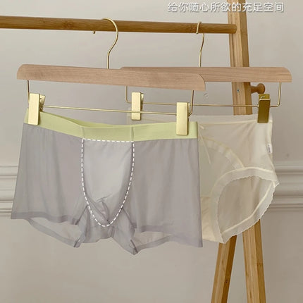 20D Ultra-thin Flat Boxers Shorts Quick Drying Mens Underwear Transparent Ice Silk Men's U Pouch Panties Seamless Mid Waist