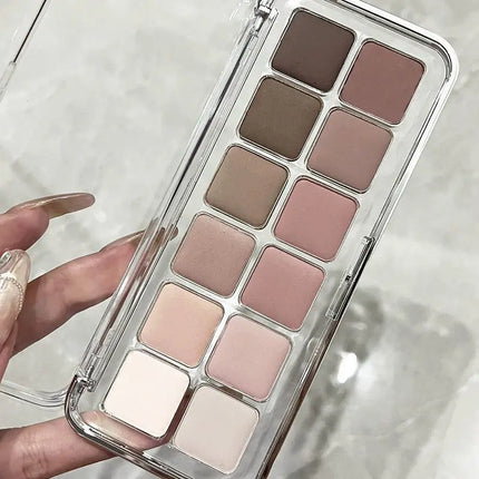 Sexy Rose Wine Red Brown Glitter Eyeshadow Saturation Soft Matte Grey Pink 12 Color Eye Shadow Makeup Palette Eye Contour Makeup