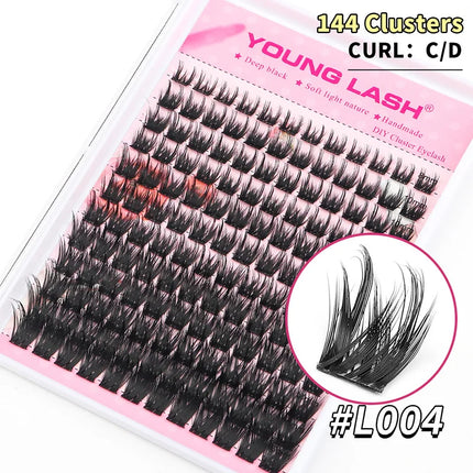 YOUNG LASH DIY Eyelashes Extensions Kit 144 Clusters Lash Mix Segmented Individual Eyelashes Russian Volume Supplies wholesale