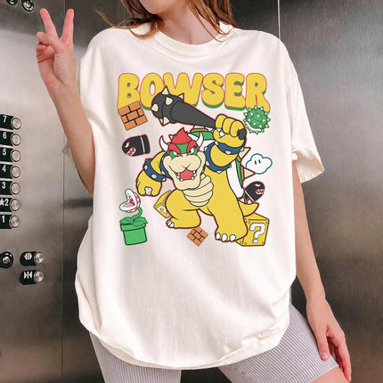 Anime Super Mario Tee Vintage 90s Style Video Game T-shirt 2026Summer New Men Woman Fashion Overszied Street Y2K Cotton T-shirts