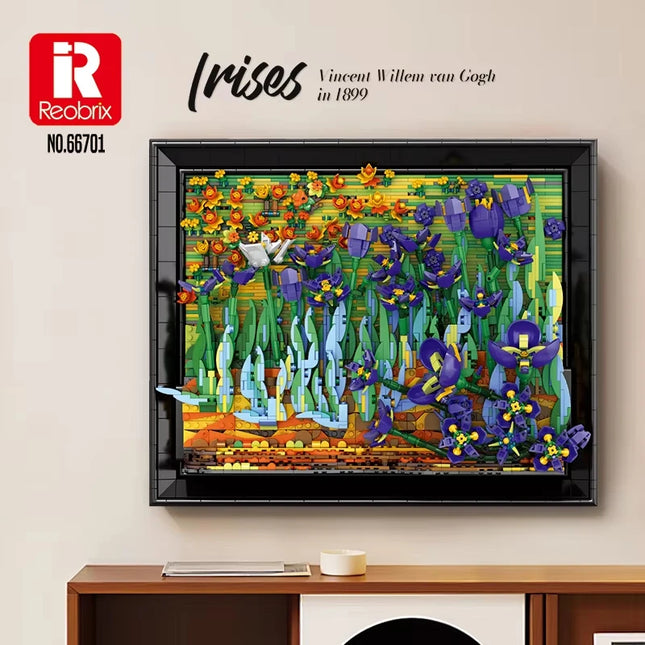 3480PCS Iris Flower Building Blocks Set 3D Stereoscopic Desktop Ornament Wall Hanging Model Adult Holiday Gift Toy