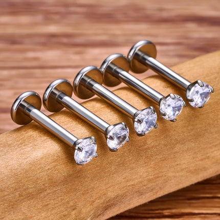 10pcs 20/18/16g G23 Titanium Piercing CZ Lip Labre Earrings set Lip Stud Ring Tragus Free Spiral Cartilage Jewelry For Women