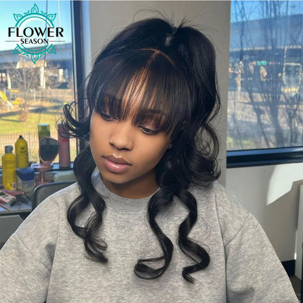 HD Lace Hairline Hairpieces Replacement Fringe Bang Hack Natural Baby Hair Bangs Fringe Forehead 6*1 inch Natural Color