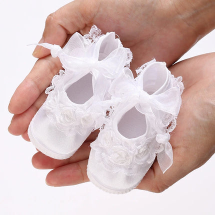 Multiple Options Newborn Baby First Baptist Shoe: Newborn Boy and Girl White Baptist Shoes Soft Sole Walking Shoes Size-9CM-10CM