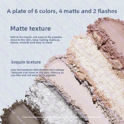 Flower Knows Shell Pearl Collection 6Colors Matte Pearl Sea Eyeshadow Palette Metallic High-Pigment Long-lasting Eye Makeup