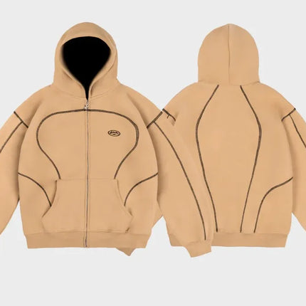 2026 New Unisex Y2K Tracksuit Casual Street Style Hoodie Set With Contrast Line Design For Men Women