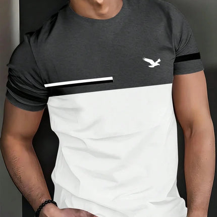Summer men's casual sports loose oversized simple letter pattern printed round neck short sleeved T-shirt top