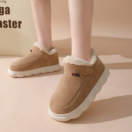 Shevalues Fashion Fur Slippers For Women Men Winter Warm ankles Cozy Furry Slides Home Indoor Soft Sole Plush Slides Cotton Shoe