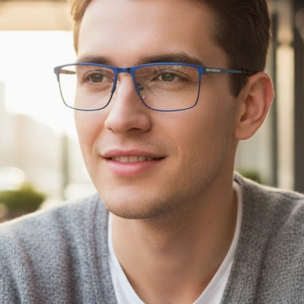 ZENOTTIC Titanium Progressive Prescription Glasses Men Square Anti Blue Light Photochromic Eyewear Optical Myopia Eyeglasses