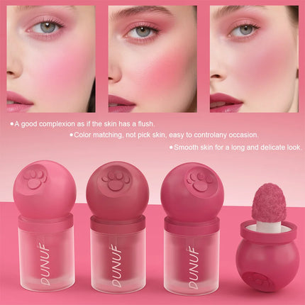 DUNUF Creamy Cat Paw Blush Trio Buildable Pigment Long Lasting Natural Finish Vegan Cruelty Free Makeup Essential
