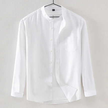 2025 Cotton Stand-up Neck Oxford Spinning Anti-wrinkle Casual  Spring  Autumn New Men's Shirt Jackets  Long Sleeve Shirt Men's